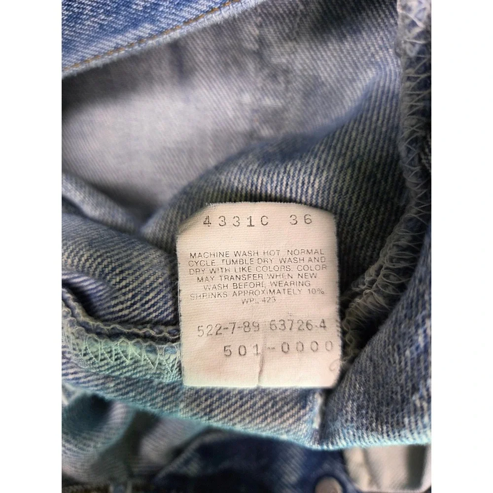 Vintage Levi's 501‎ Jeans Mens 34x34 Blue 80s Made in USA Button Fly Distressed